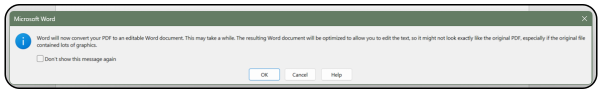 Convert PDF popup