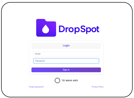 DropSpot Login Screen