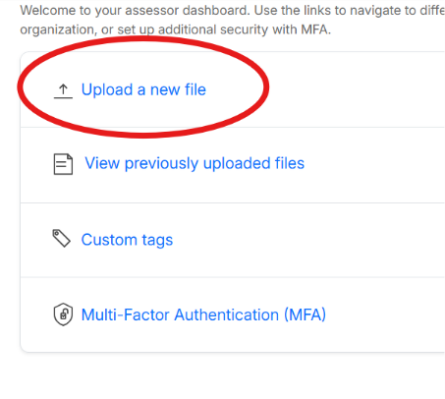 Upload a new file screen