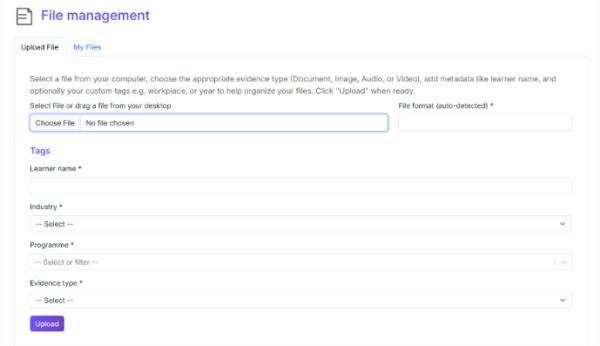 File management screen