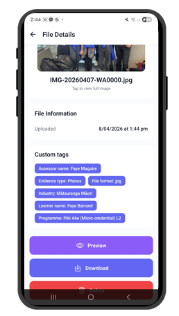 File details screen