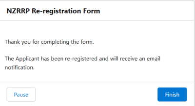 Re-registration confirmation